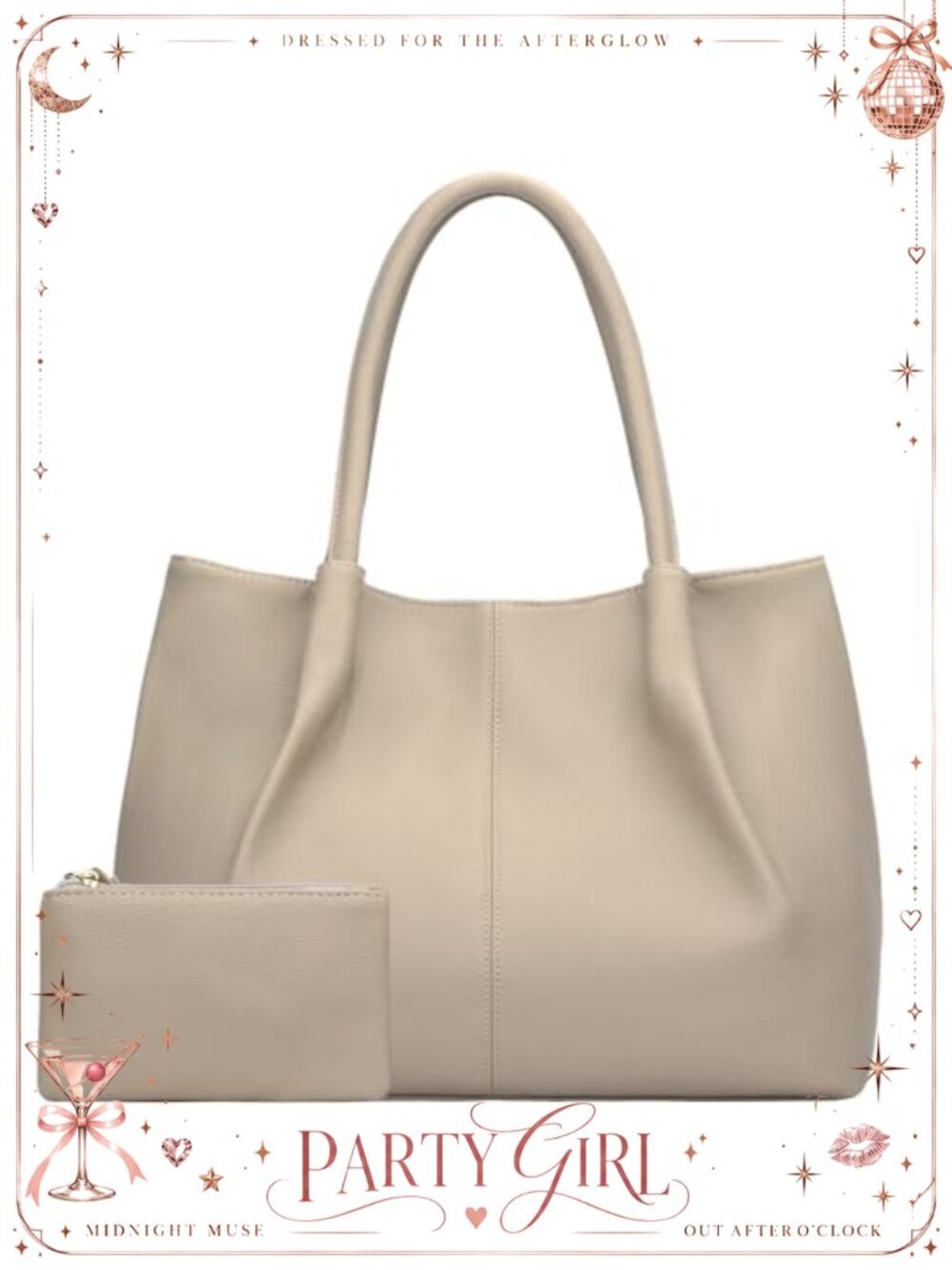 KKXIU Vegan Leather Tote Bag Large Capacity Shoulder Purse Travel Satchel